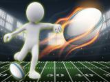 giocare Stickman rugby run and kick